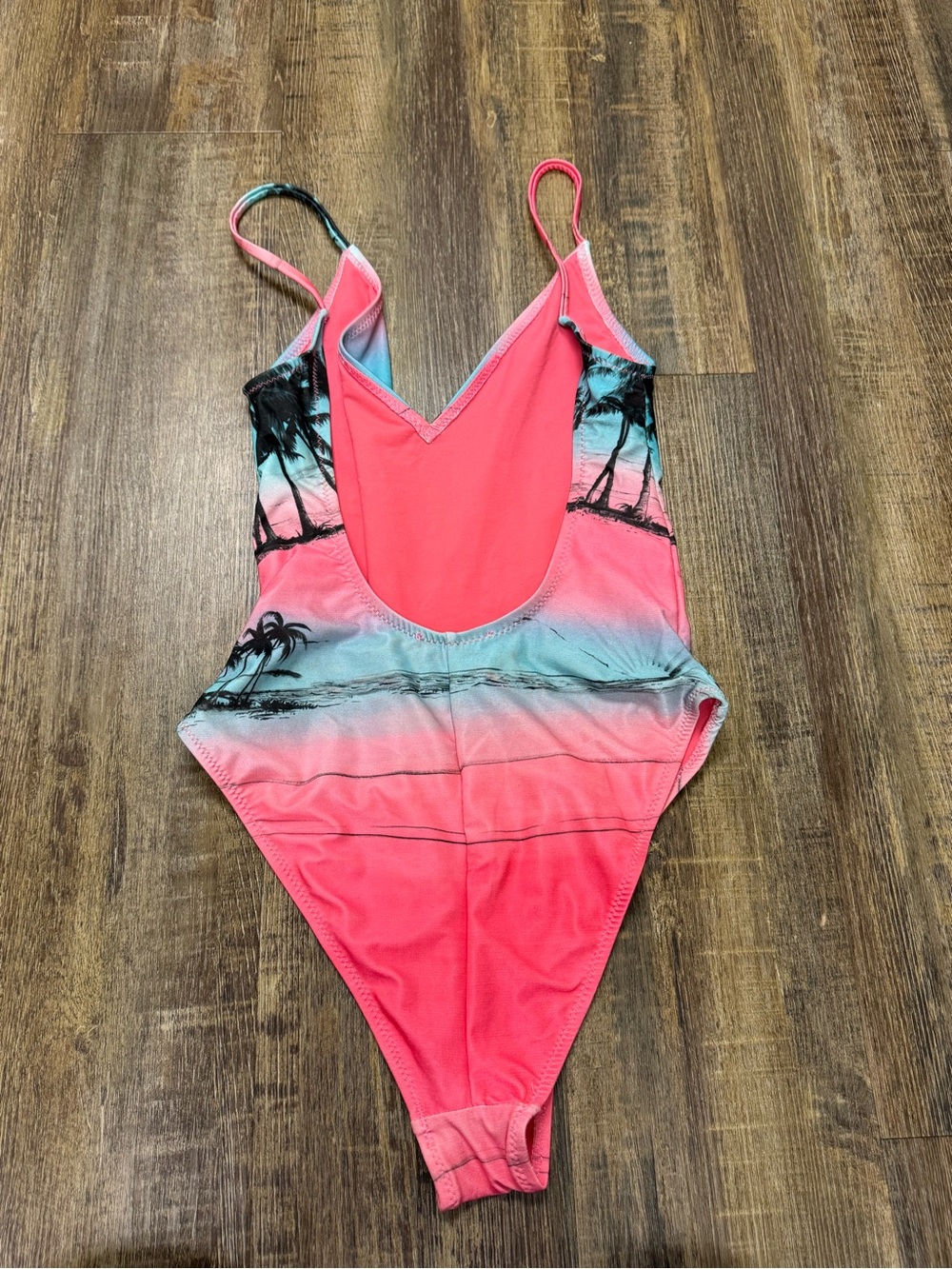 Zara Accessories Tropical Ombre Palm One-Piece Swimsuit - Pink & Teal Small - Picture 6 of 13